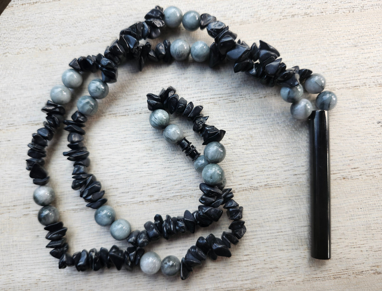 BLack jade, eagle eye calming necklace