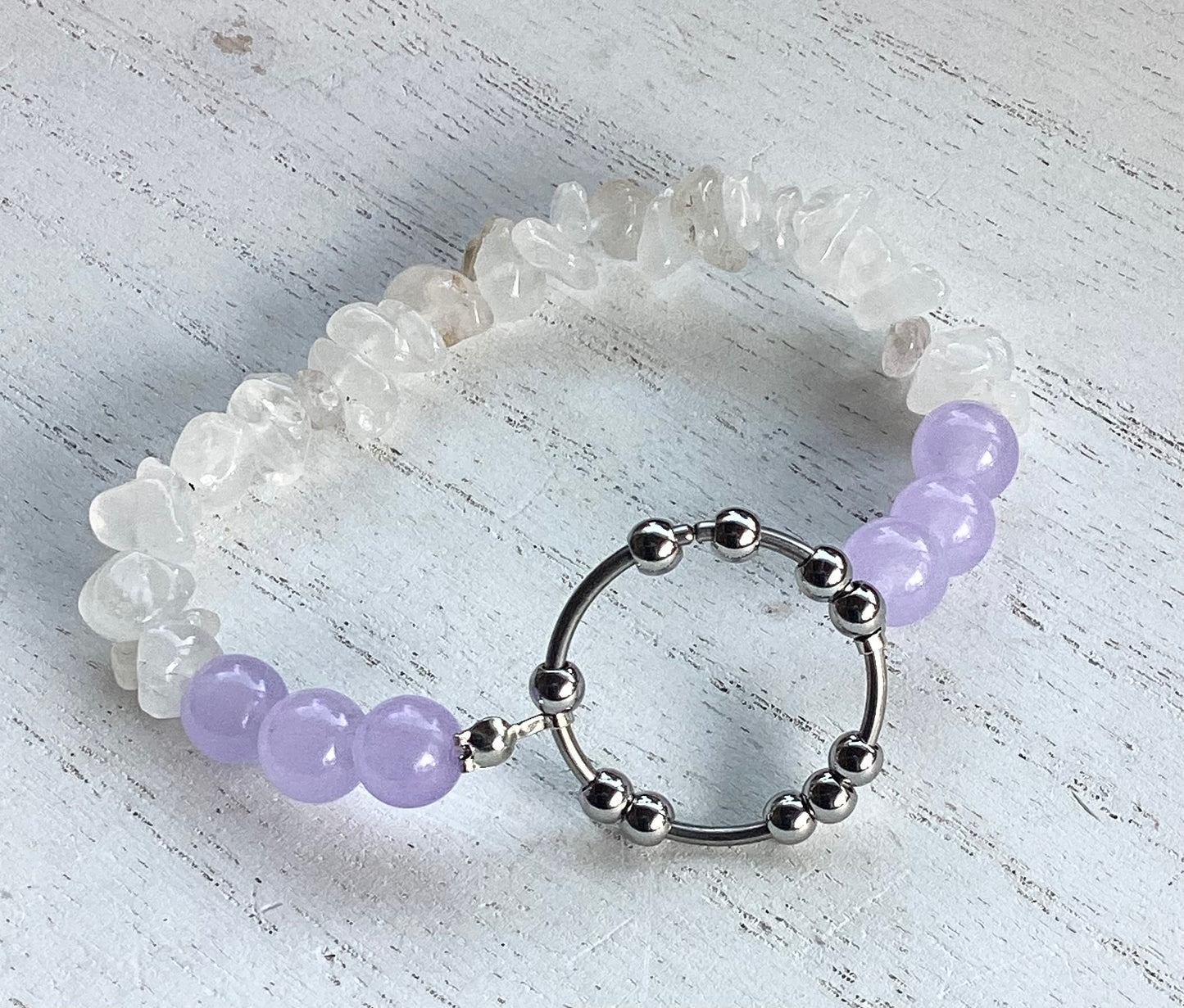 ## Lavender Jade & Crystal Clarity Fidget Bracelet