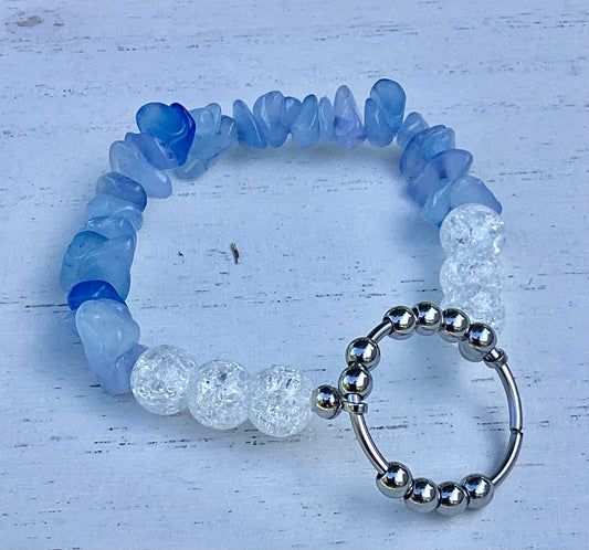 Blue Adventure - White Quartz Fidget Bracelet Size 6