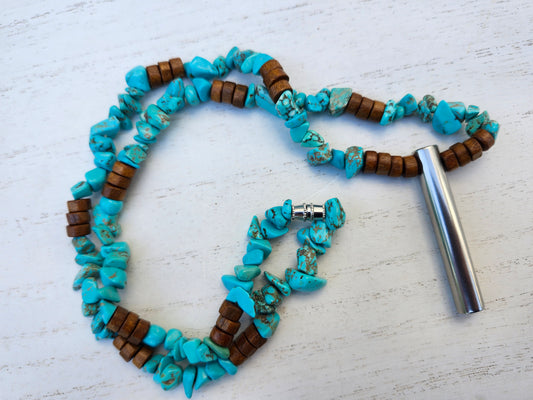 Sky & Earth Calming Necklace: Turquoise & Brown Harmony