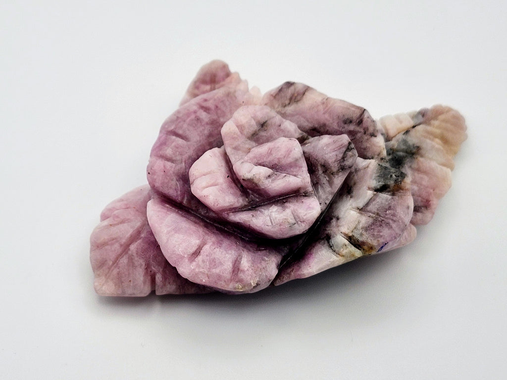 Blushing Bloom – Rhodonite Rose Carving