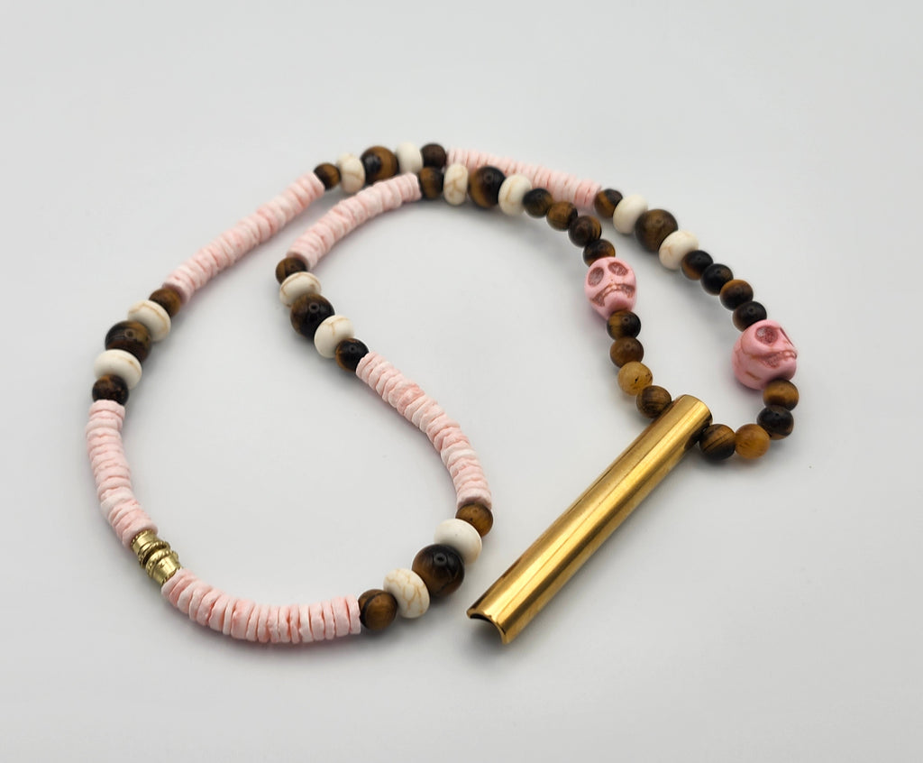 Blush & Bold – Tiger Eye Skull Calming Necklace