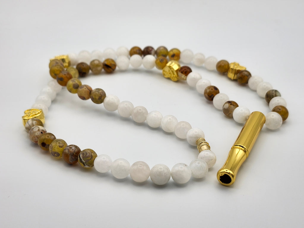 Mother’s Light – Moonstone & Flower Agate Necklace