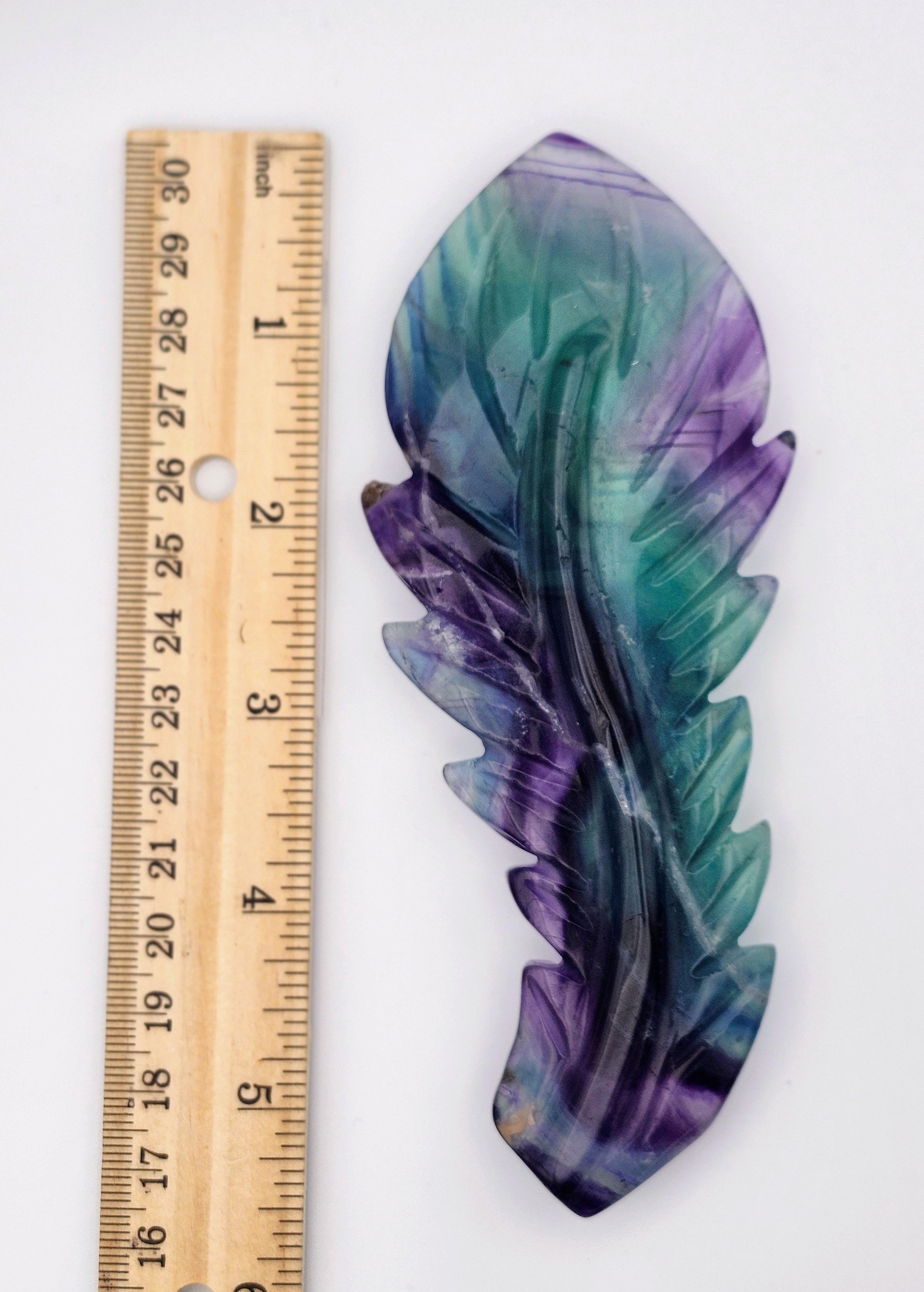 Aurora Feather – Banded Fluorite Carving
